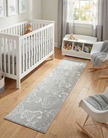 Gray Whimsy Kids Runner Rug