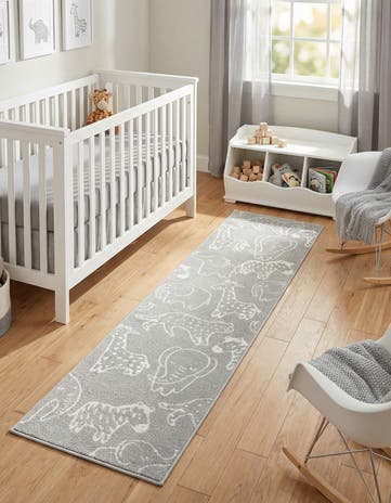 Gray Whimsy Kids Runner Rug