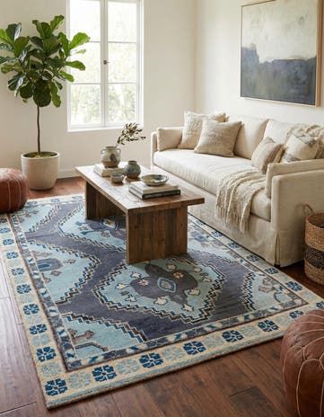 6' x 9' 3 Hand Knotted Moroccan Wool Rug