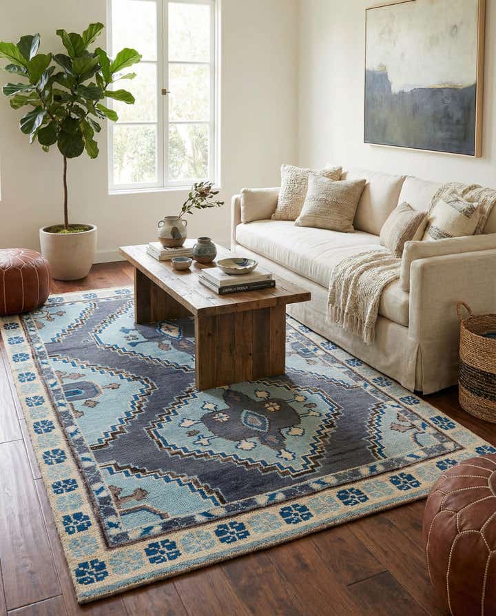 6' x 9' 3 Hand Knotted Moroccan Wool Rug