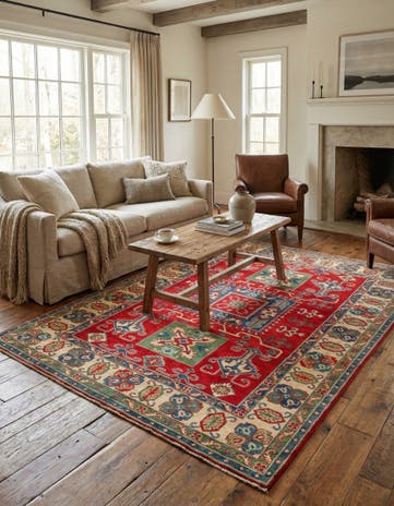 5' 9 x 7' 9 Hand Knotted Kazak Rug
