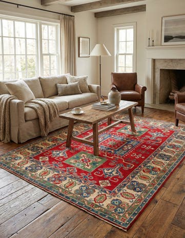 5' 9 x 7' 9 Hand Knotted Kazak Rug