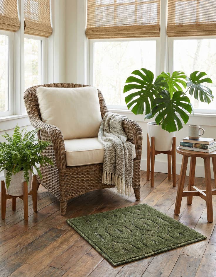 Detail image of 1' 4 x 1' 4  Washable Trellis Textured Indoor / Outdoor Sample Rug