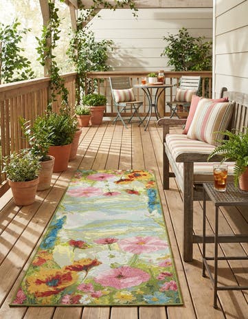 2' x 5' Easy-Clean Botanical Indoor / Outdoor Runner Rug