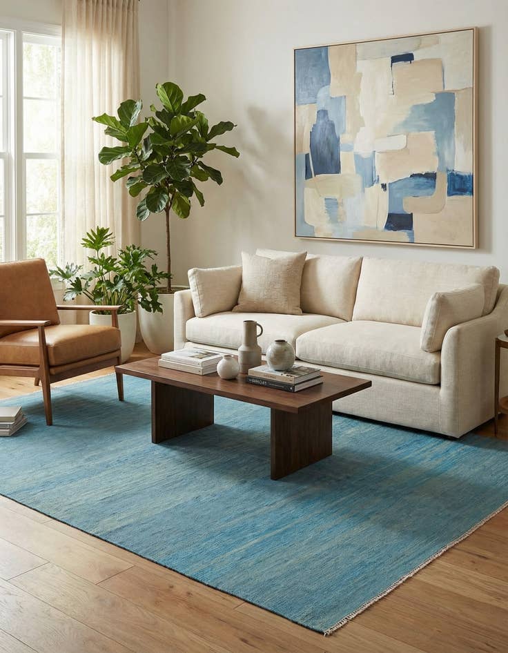 Detail image of 6' 10 x 9' 9  Hand Woven Kilim Modern Wool Rug