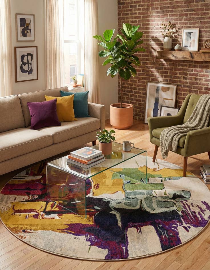 Detail image of 8' x 8'  Washable Casablanca Round Rug