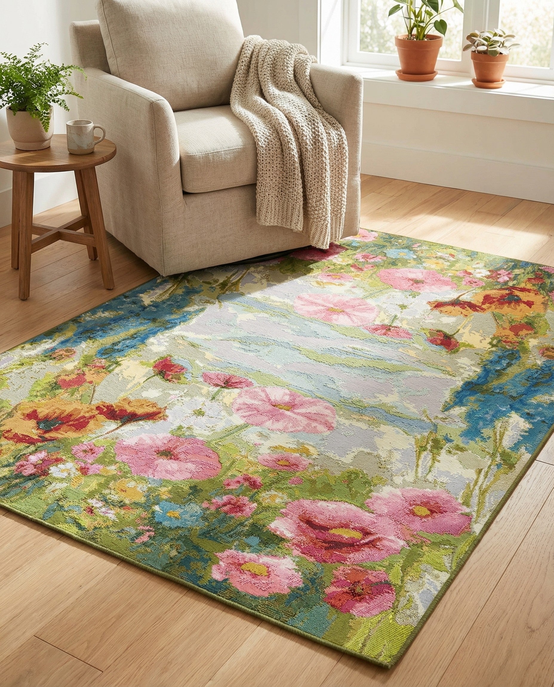 5' x 7' Easy-Clean Botanical Indoor / Outdoor Rug