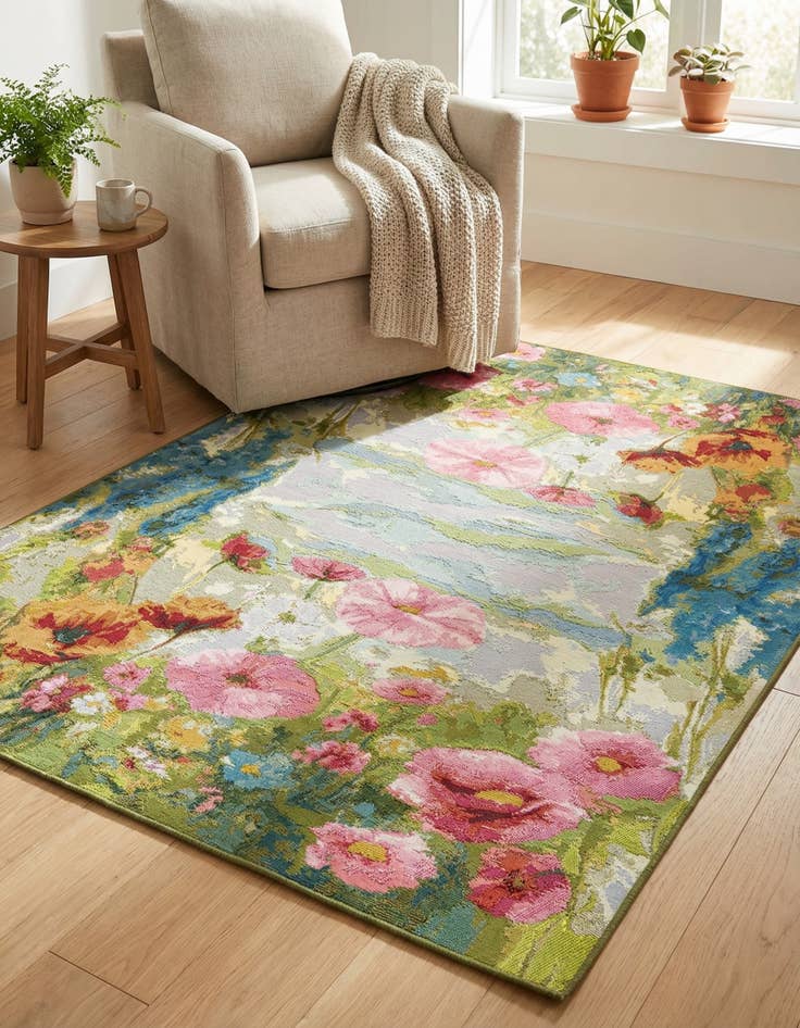Detail image of  5' x 7'  Washable Botanical Indoor / Outdoor Rug