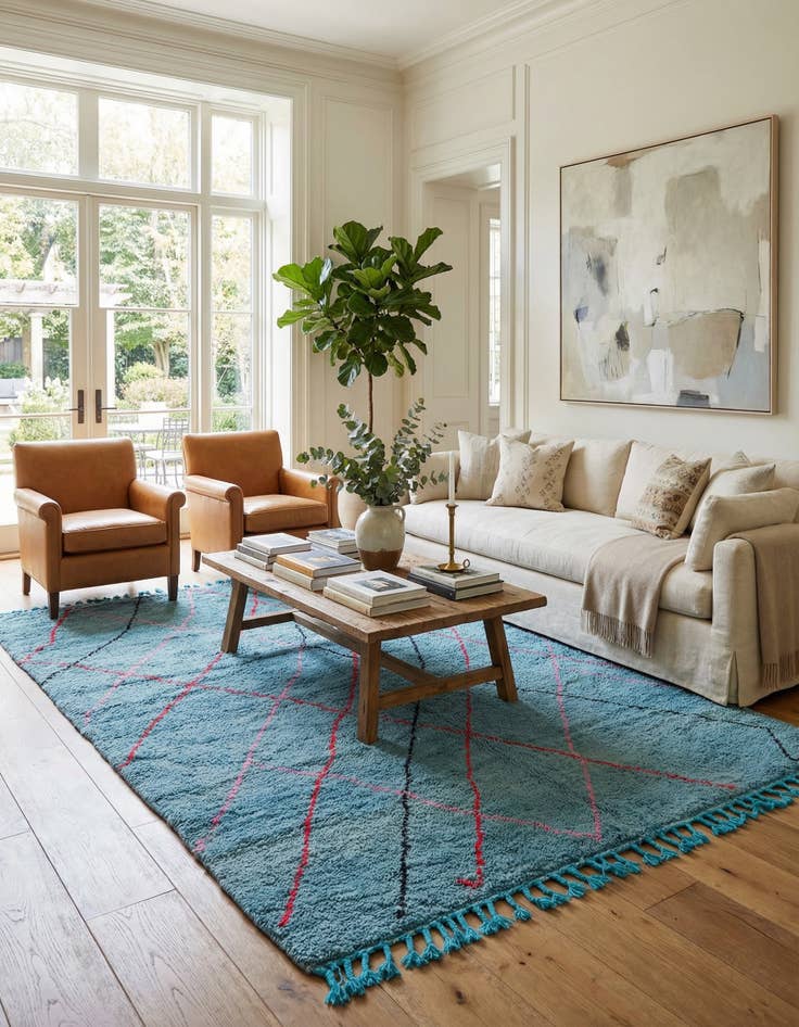 Detail image of 6' 10 x 10'  Hand Knotted Moroccan Wool Rug