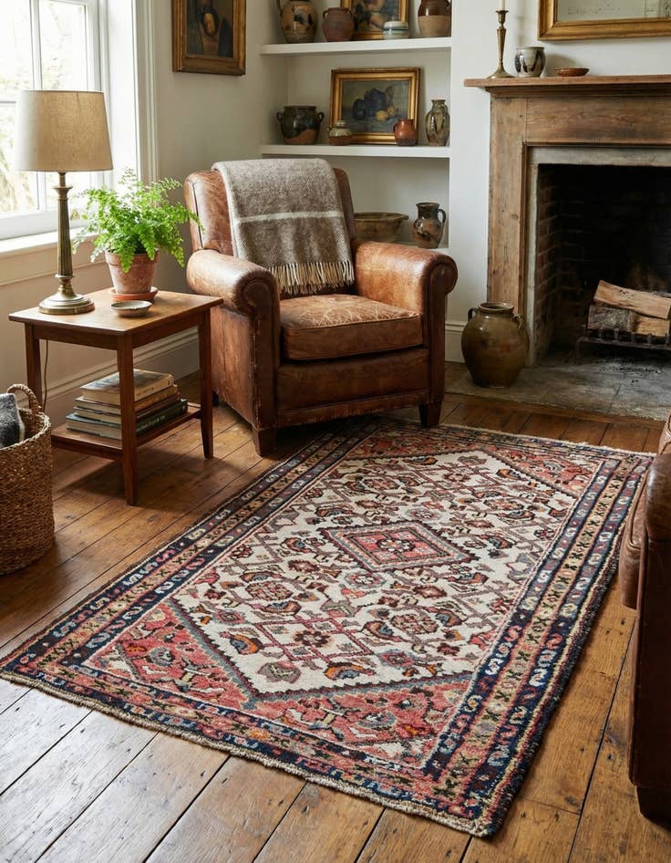 Detail image of  2' 4 x 3' 11  Hand Knotted Hossainabad Wool Rug