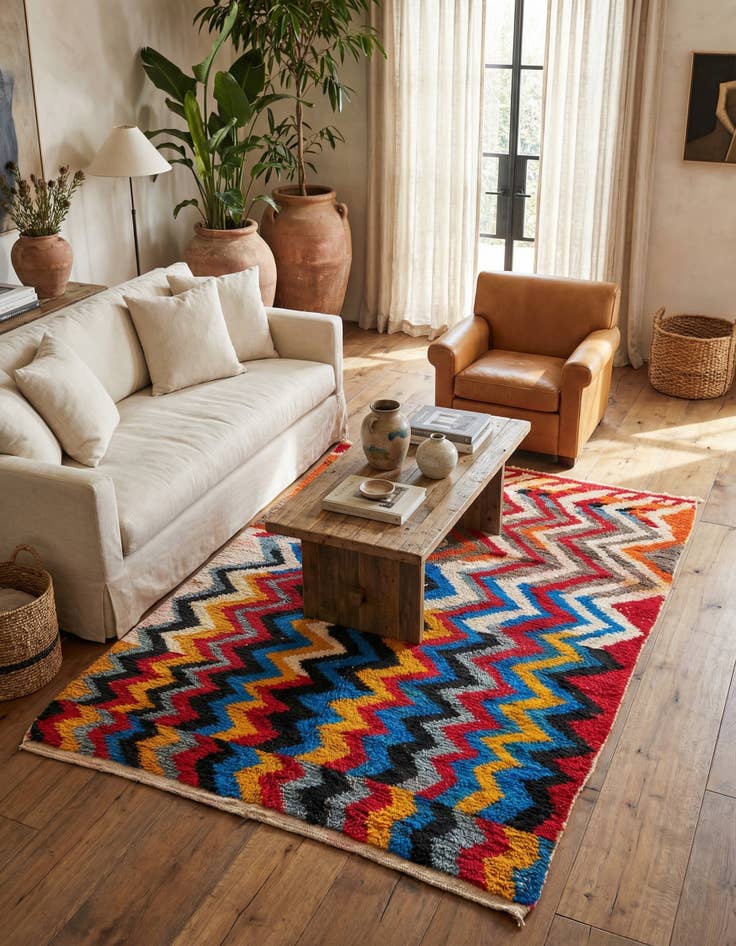 Detail image of 5' 5 x 7' 7  Hand Knotted Moroccan Wool Rug