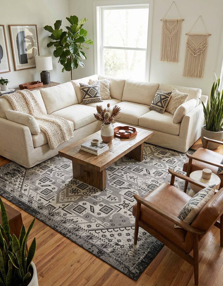 Detail image of  12' x 12'  Washable Aztec Indoor / Outdoor Square Rug