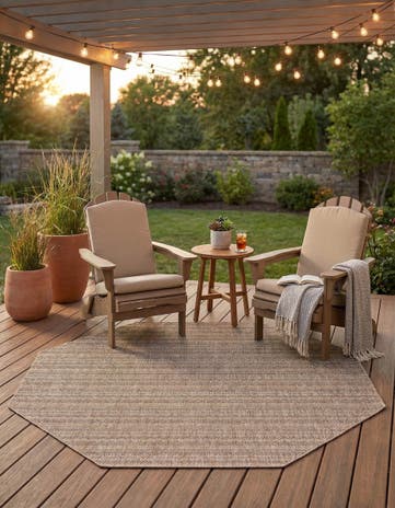 7' 10 x 7' 10 Easy-Clean Ribbon Indoor / Outdoor Octagon Rug