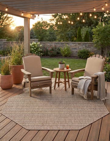 7' 10 x 7' 10 Easy-Clean Ribbon Indoor / Outdoor Octagon Rug