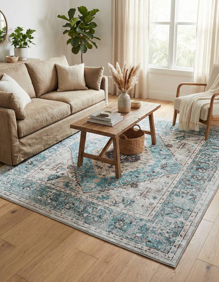 Detail image of 5' x 5'  Washable Yara Square Rug