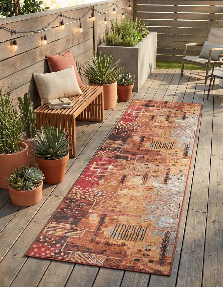 Detail image of 2' 7 x 10'  Washable Modern Indoor / Outdoor Runner Rug