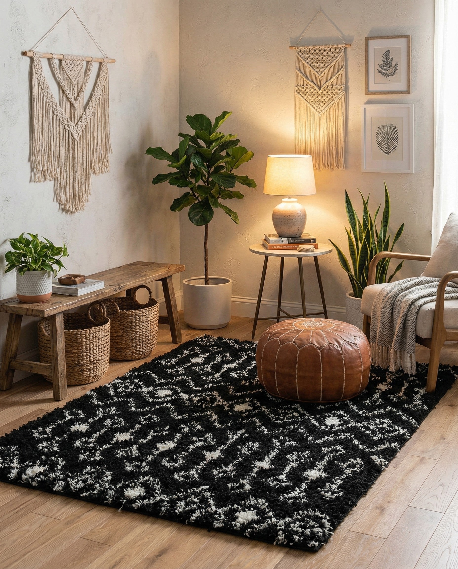  3' x 3' Moroccan Trellis Shag Square Rug