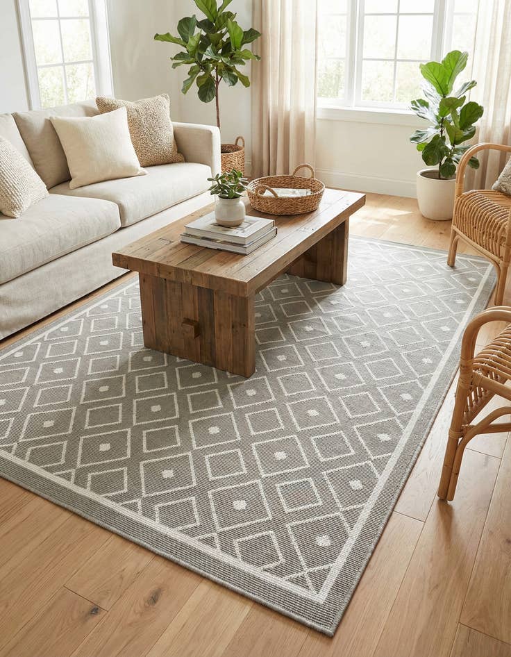 Detail image of 4' x 6'  Washable Trellis Indoor / Outdoor Rug