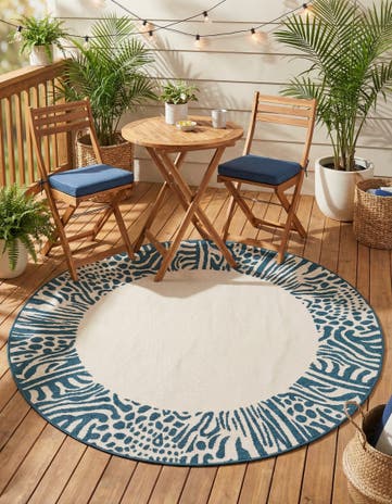 Ivory Easy-Clean Safari Indoor / Outdoor Round Rug