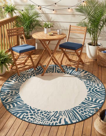 Ivory Easy-Clean Safari Indoor / Outdoor Round Rug