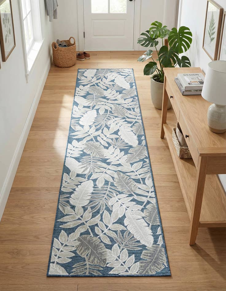 Detail image of 2' 7 x 12'  Washable Botanical Indoor / Outdoor Runner Rug