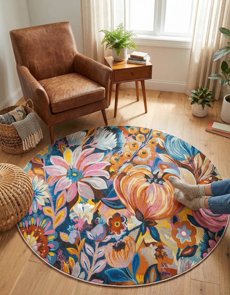 Detail image of 5' 3 x 5' 3 Blossom Round Rug