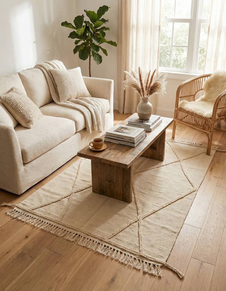 Detail image of 3' 5 x 5'  Hand Woven Moroccan Wool Rug