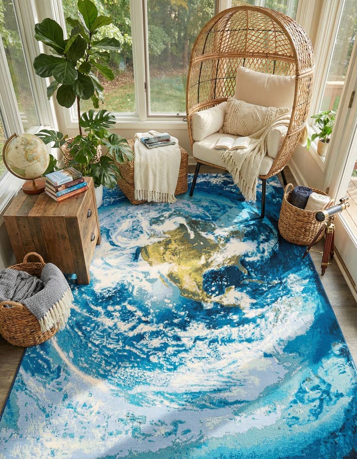 Detail image of 9' x 12'  Washable Modern Indoor / Outdoor Rug