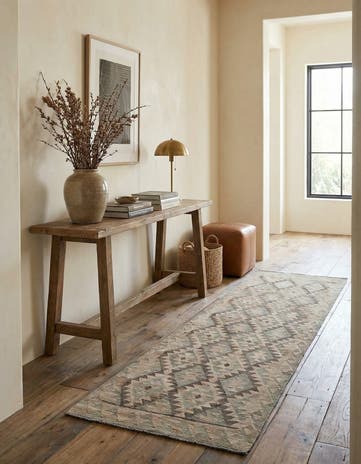 2' 10 x 9' 9 Hand Woven Kilim Maymana Wool Runner Rug