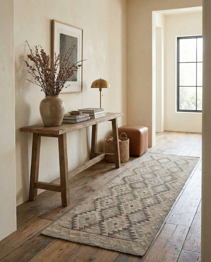Detail image of 2' 10 x 9' 9 Hand Woven Kilim Maymana Wool Runner Rug