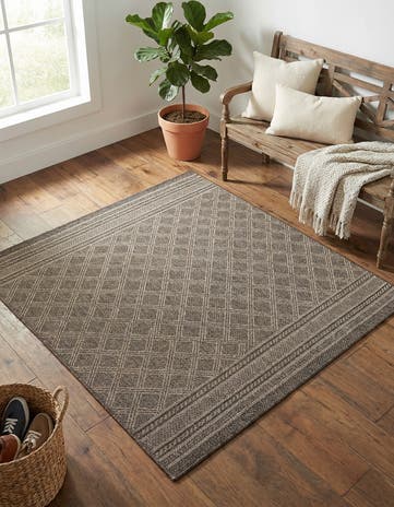 Chocolate Brown Easy-Clean Lattice Indoor / Outdoor Square Rug