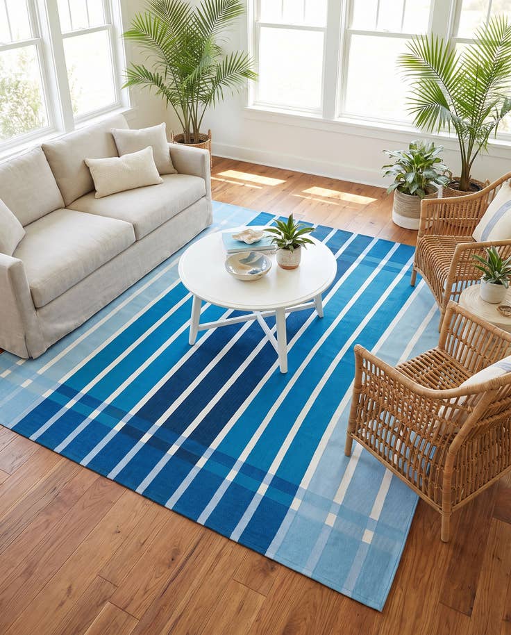 Detail image of 7' 10 x 7' 10 Easy-Clean Ribbon Indoor / Outdoor Square Rug