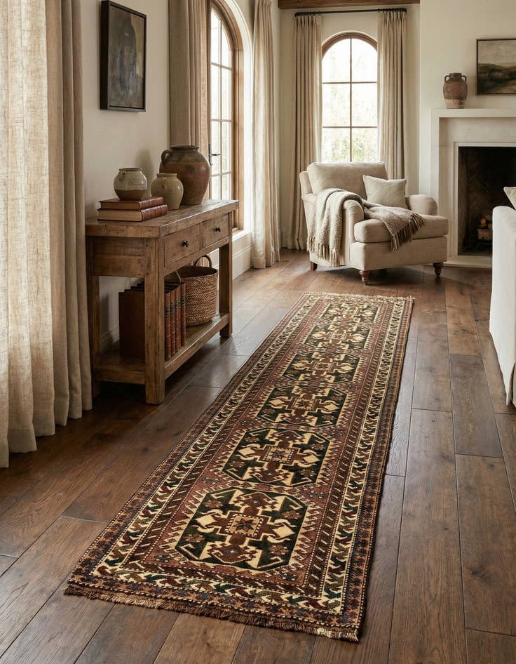 Detail image of 3' x 11' 8  Hand Knotted Kazak Wool Runner Rug