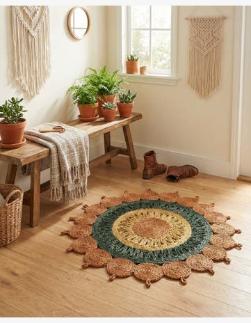 3' 1 x 3' 1 Handmade Braided Jute Round Rug