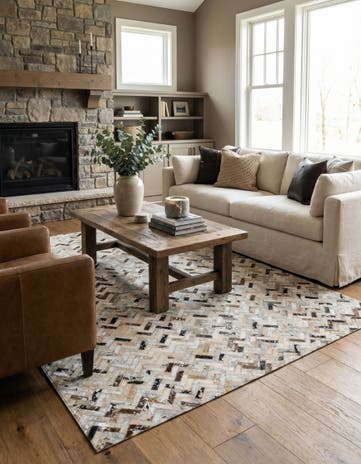 5' 3 x 7' 8 Cowhide Stocks Rug