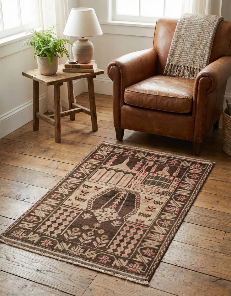 Detail image of 3' 3 x 4' 7  Hand Knotted Ultra Vintage Persian Wool Rug