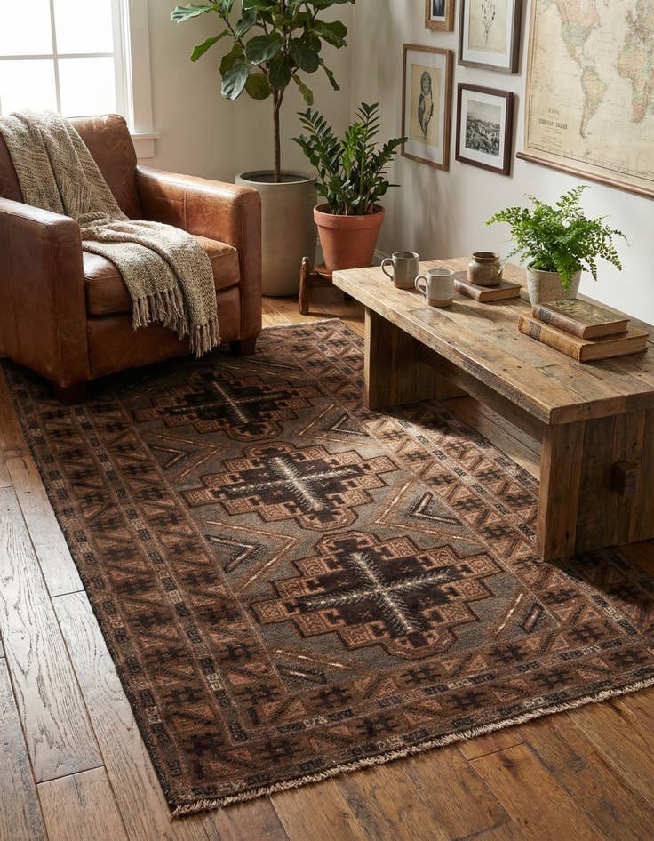 Detail image of 3' 6 x 6' 3  Hand Knotted Ultra Vintage Persian Wool Rug