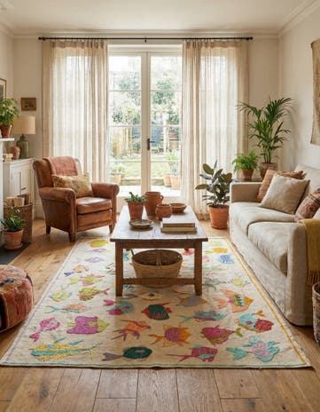 4' x 5' 7 Hand Woven Kilim Suzani Wool Rug
