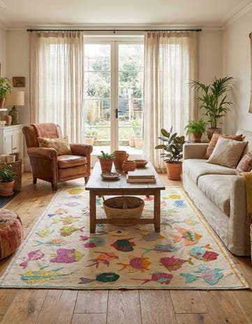 4' x 5' 7 Hand Woven Kilim Suzani Wool Rug