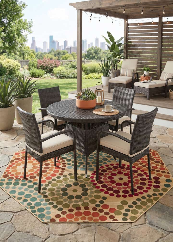 7' 10 x 7' 10 Easy-Clean Modern Indoor / Outdoor Octagon Rug