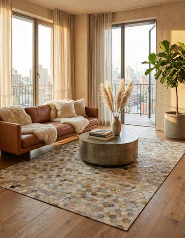 5' 2 x 8' 1 Cowhide - Patchwork Rug
