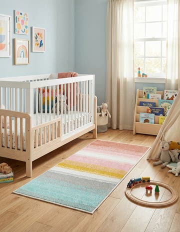 2' 2 x 4' Rainbow Stripes Whimsy Kids Runner Rug