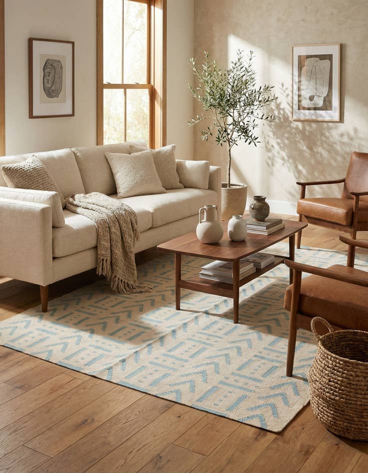 Detail image of 5' 3 x 6' 5  Hand Woven Kilim Modern Wool Rug