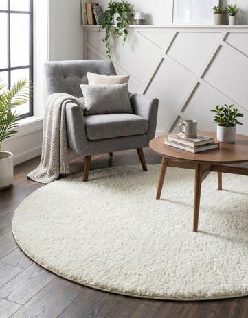 4' x 4' Soft Solid Shag Round Rug