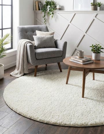 4' x 4' Soft Solid Shag Round Rug