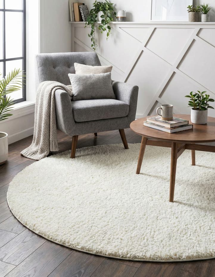4' x 4' Soft Solid Shag Round Rug