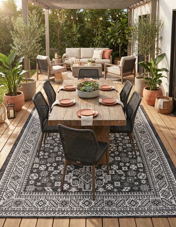 7' 10 x 10' Easy-Clean Aztec Indoor / Outdoor Rug