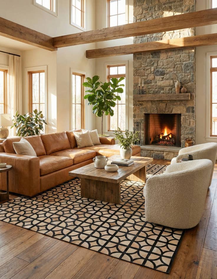 Detail image of  8' 1 x 10' Cowhide Leather Rug