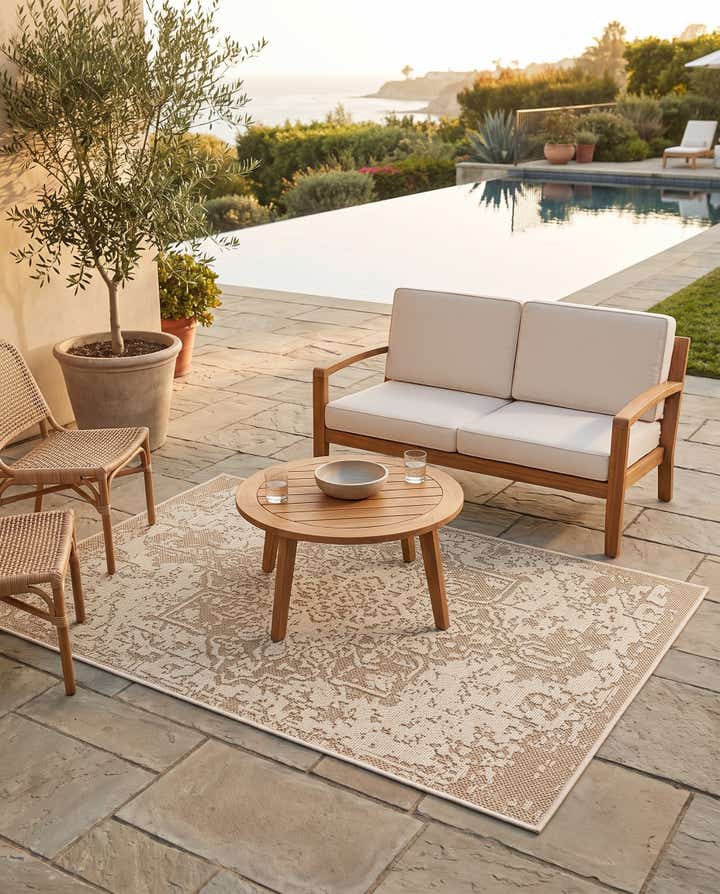4' 1 x 6' 1 Easy-Clean Traditional Indoor / Outdoor Rug
