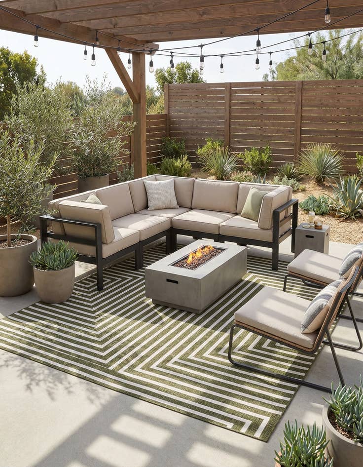 Detail image of 10' x 10'  Washable Modern Indoor / Outdoor Square Rug